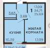 Продам 1-комнатную квартиру, Краснодарский п., ул. Краеведа Соловьёва, 36 м²