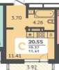 Продам студию в Краснодаре, МХГ-СМР, ул. Красных Партизан 1/4к15, 20.6 м²