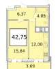 Продам 1-комнатную квартиру в Краснодаре, КМР, Сормовская ул. 1/6, 42.8 м²