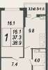 Продам 1-комнатную квартиру в Краснодаре, РИП, Адмиралтейский б-р 3к3, 38.3 м²