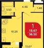 Продам 1-комнатную квартиру в Краснодаре, Энка-п.Жукова, Конгрессная ул. 15, 35.6 м²