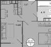 Продам 1-комнатную квартиру в Краснодаре, Энка-п.Жукова, ул. Крылатская д. 17/1 лит. В, 43.3 м²