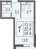 Продам студию, ул. Адмирала Серебрякова 3к1, 23.6 м²