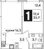 Продам 1-комнатную квартиру в Краснодаре, МХГ-СМР, ул. Западный Обход стр. 48, 35.9 м²